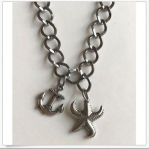 Silver Sea Life Nautical Necklace Starfish Anchor